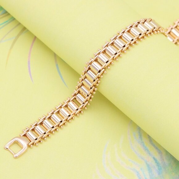 "Elegant Rose Gold Plated Bracelet with Geometric Bar Design,XPBL0910 - Picture 2 of 12